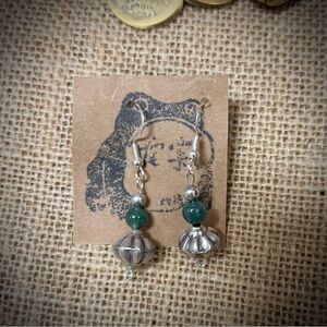 Hand-Made Elegant Silver and Jade Beaded Earrings
